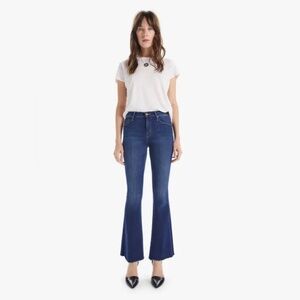 MOTHER The Weekender Fray High Waisted Flare Jeans in Home Movies Wash S…